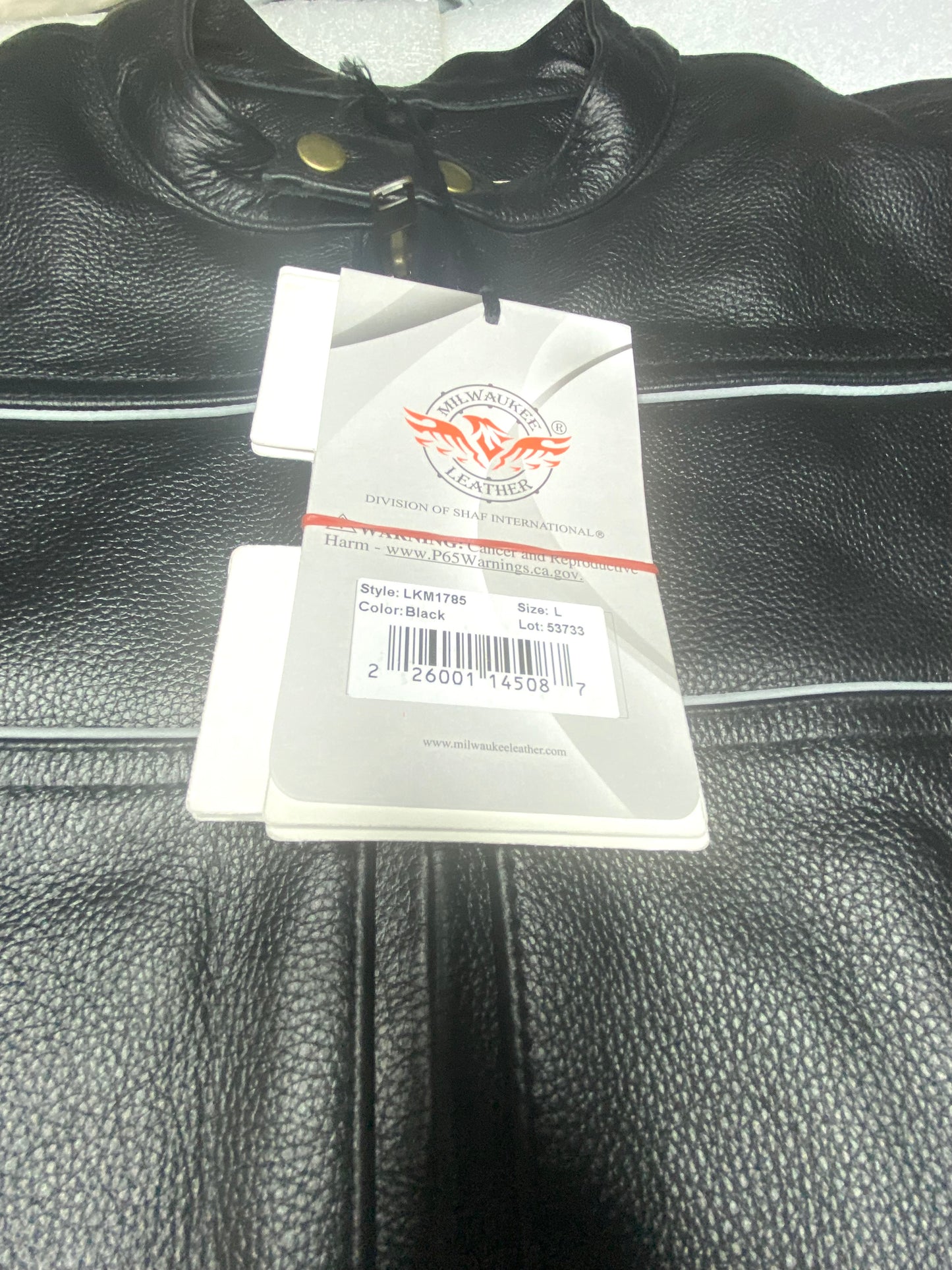 New Milwaukee Men's Black Leather Scooter Style Motorcycle Jacket, With Side Stretch & Reflective Piping, SH1785