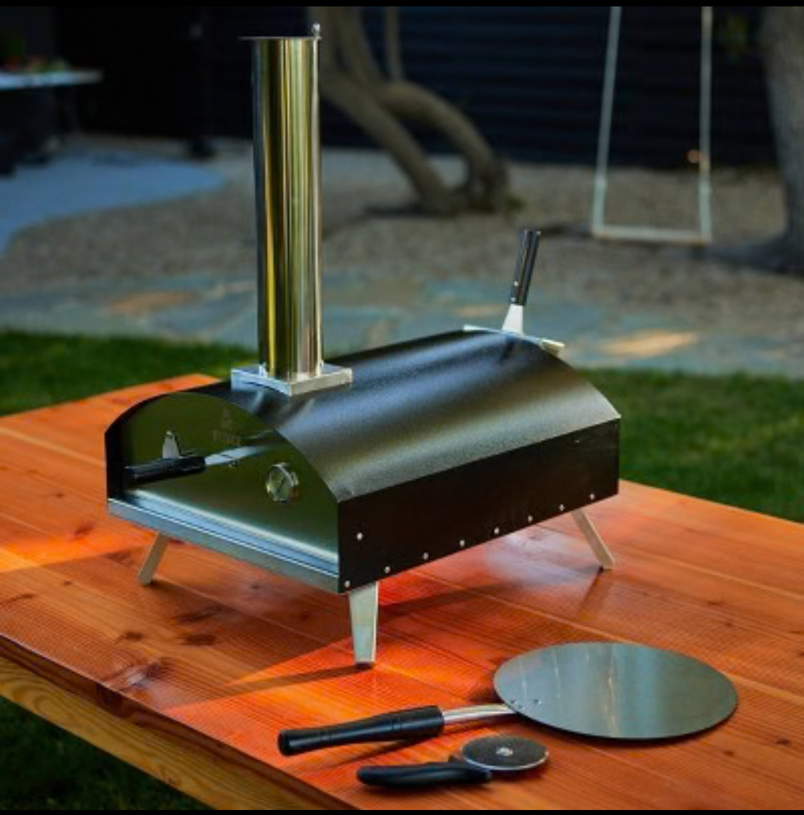 New Other Stoke 13" Wood Fired Outdoor Patio Pizza Oven With Cover, Pizza Peel, Cutter & Stone