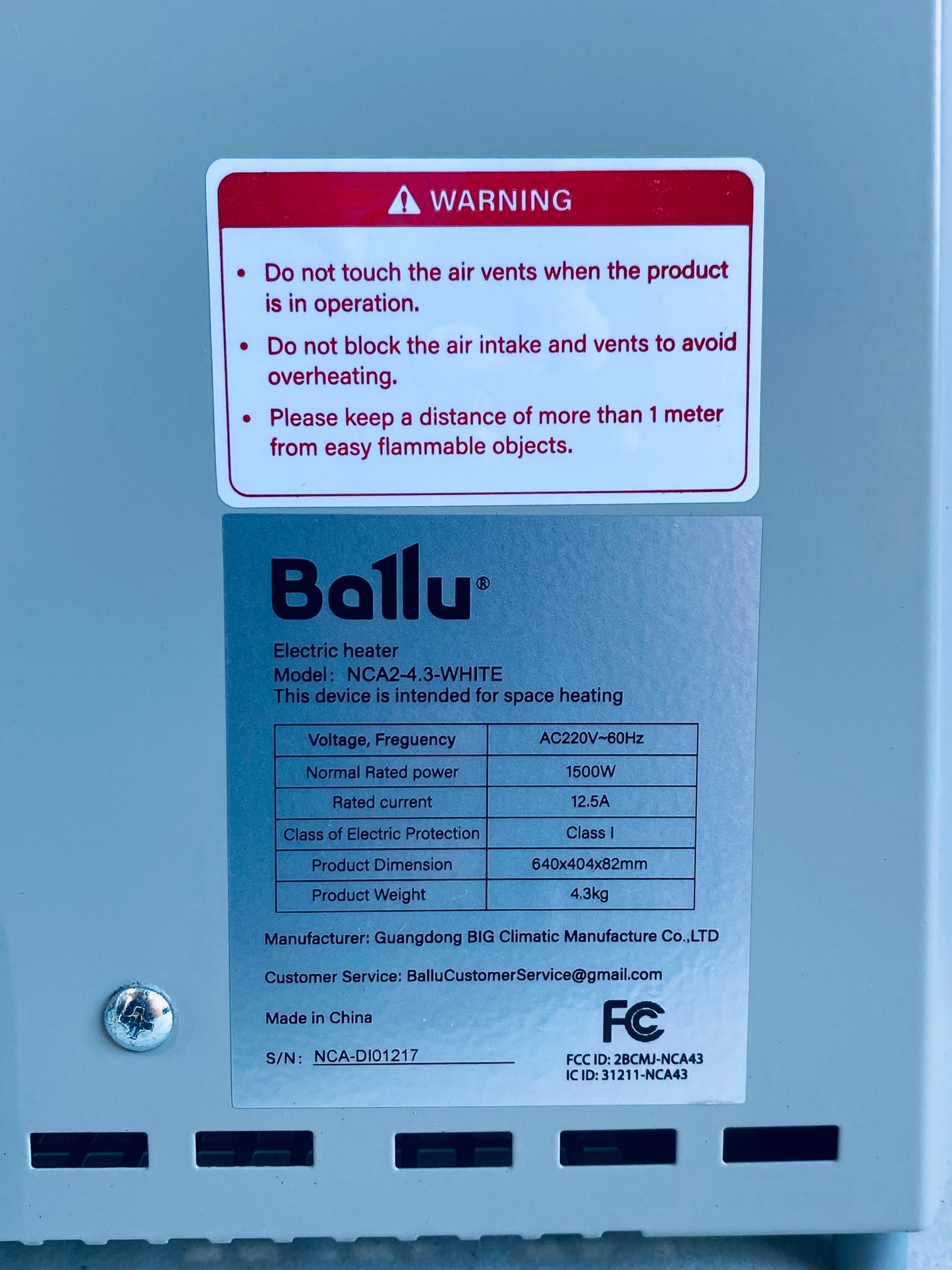 New Other Ballu Mica Electric Panel Infrared Indoor 1500W Space Heater With Program Thermostat, Wifi App Control, Portable Stand & Wall Mountable, Moon White