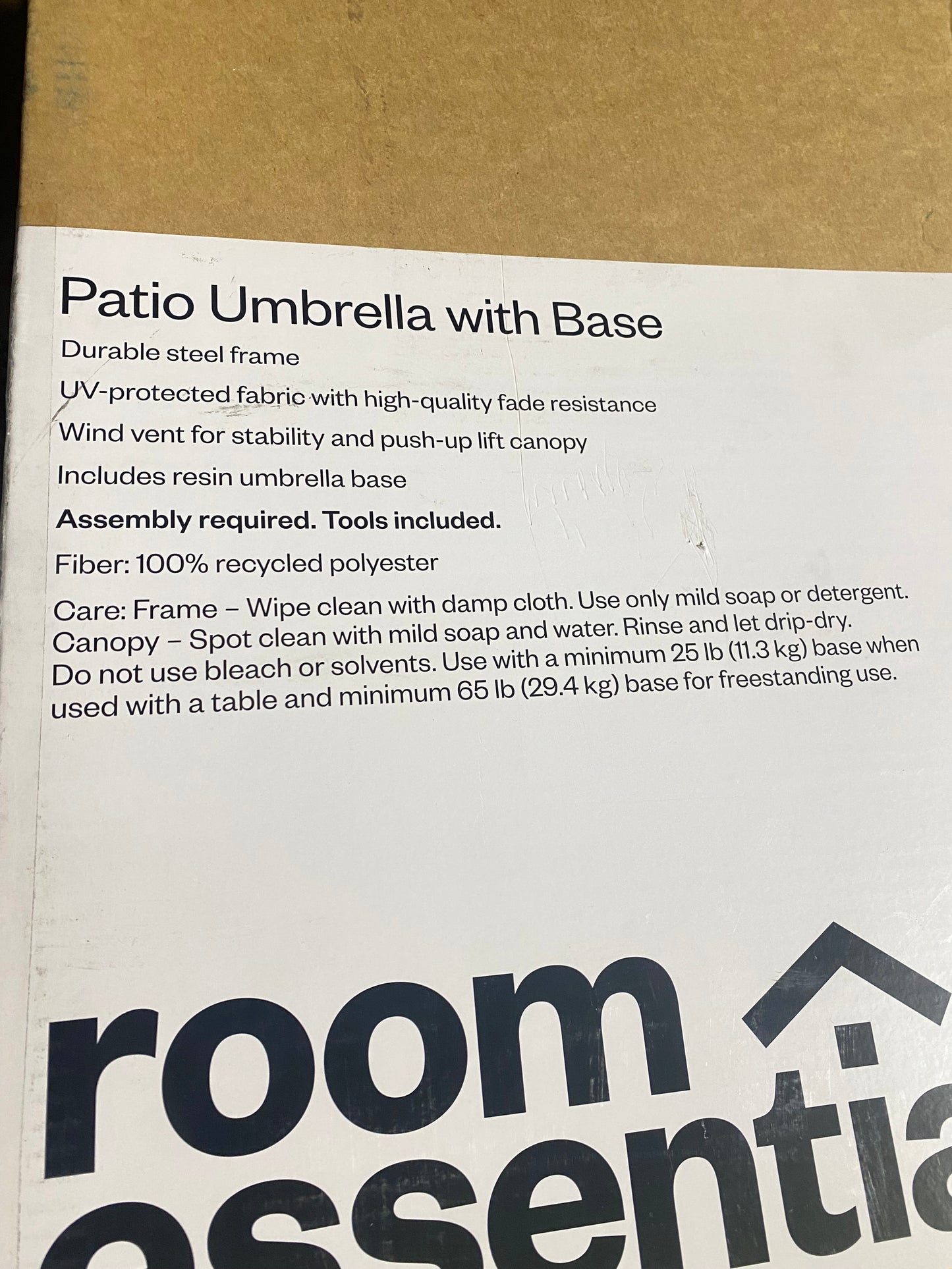 New Other Room Essentials 7.5' Round Offset Outdoor Patio Cantilever 360° Rotate Umbrella, With Base & Push-Up Lift, Black