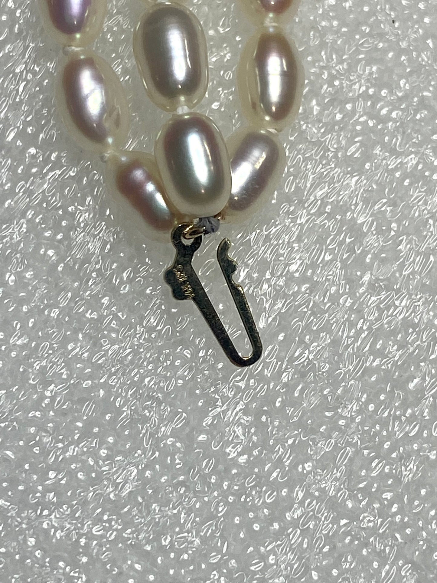 3-Strand 7” Pearl Bracelet - Yellow Gold Fish Hook Clasp Hallmarked 14k IPS