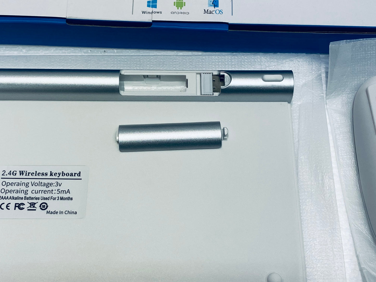 NEW 2.4GHZ SLIM WIRELESS KEYBOARD & MOUSE COMBO, SILVER