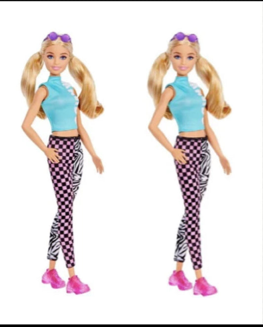 lot Of 2 New Mattel Barbie Fashionistas Doll #158, Blonde Hair, Malibu Top & Leggings, GRB50