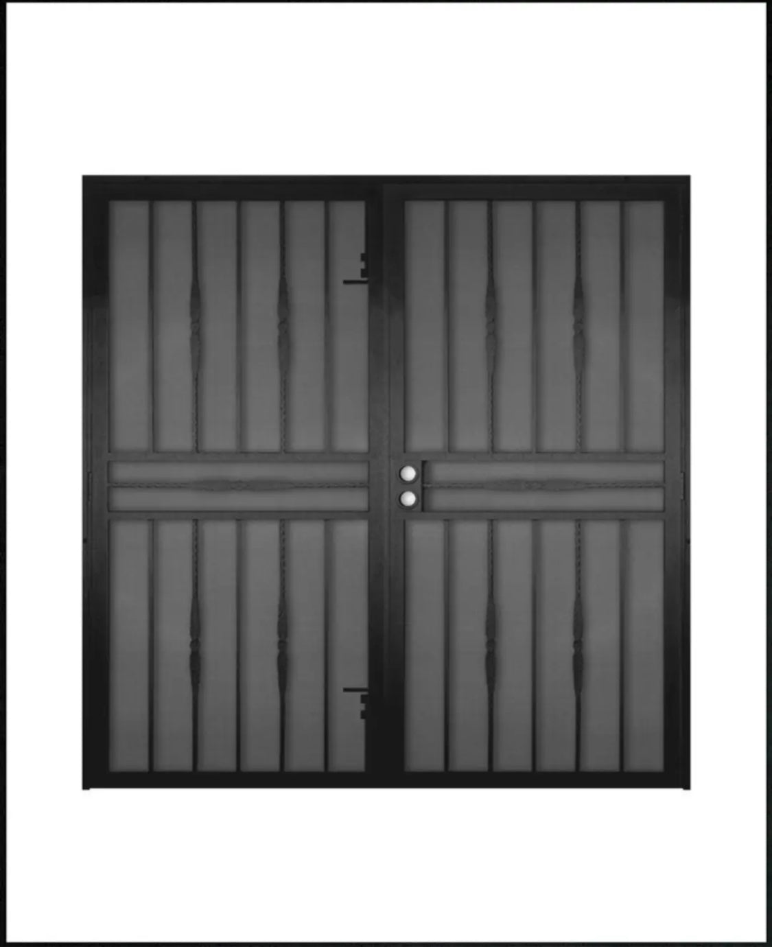 new Other 60in. x 80in. Cottage Rose Black Surface Mount Outswing Steel Security Double Door with Expanded Metal Screen