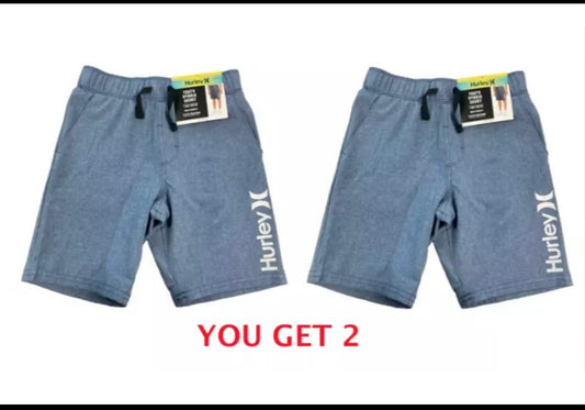 lot Of 2 New With Tags Hurley Boy's Youth Hybrid Pull On Shorts Navy, Size 14/16