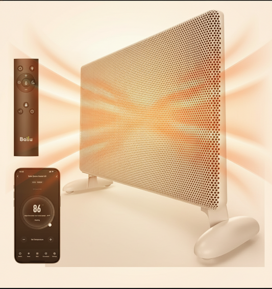 New Other Ballu Mica Electric Panel Infrared Indoor 1500W Space Heater With Program Thermostat, Wifi App Control, Portable Stand & Wall Mountable, Moon White