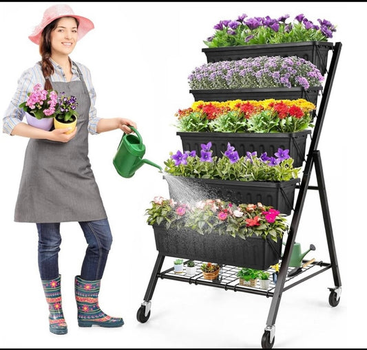 new Homdoxm 4’ Vertical Raised Garden Bed With 5 Tier Planter, Black