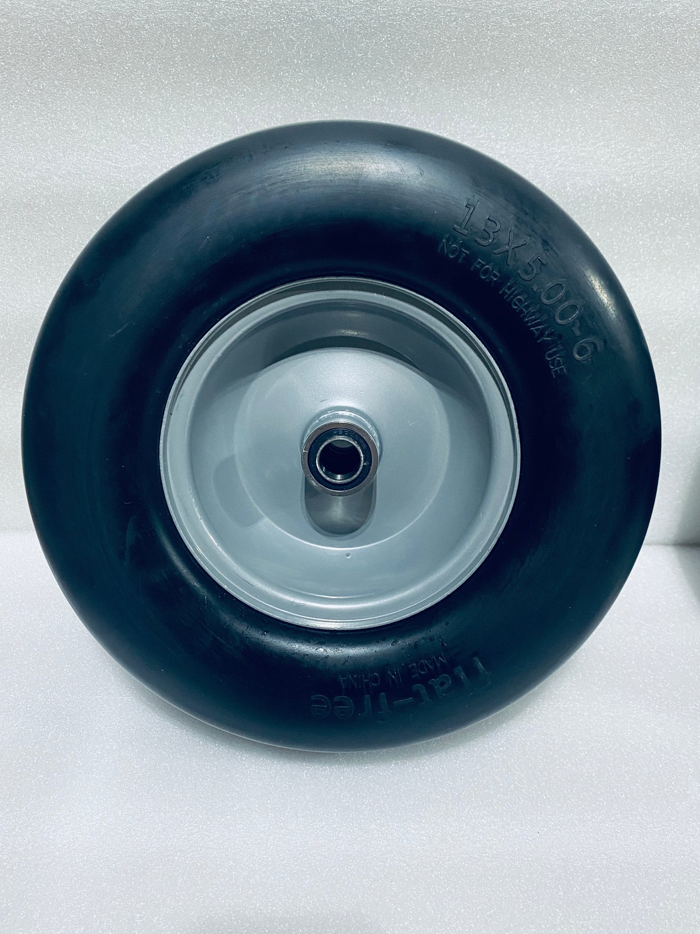 lot Of 2 New Other Run Pow 13x6.50-6 Front Flat Free Lawn Mower Tires For With 3/4" & 5/8" Bearing & 3.25"-7.65" Center Hub, Gray