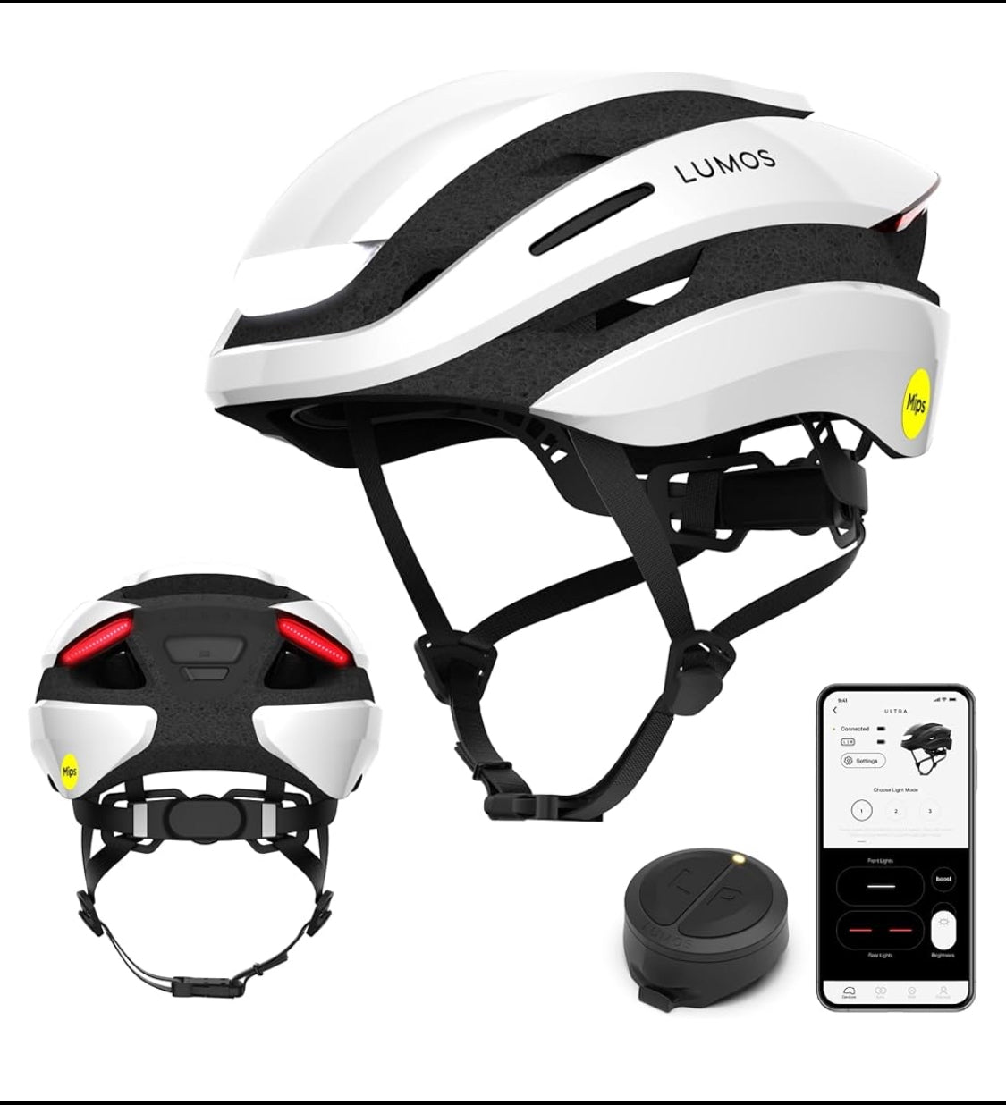 New Other Lumos Ultra Size M/L Bluetooth Jet White Smart Helmet With Mips & Remote, LHEUT5-M0-WH-RT