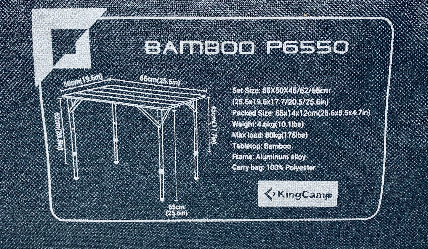 New Other KingCamp Bamboo Heavy Duty Folding Camping Table With Adjustable Height Aluminum Legs