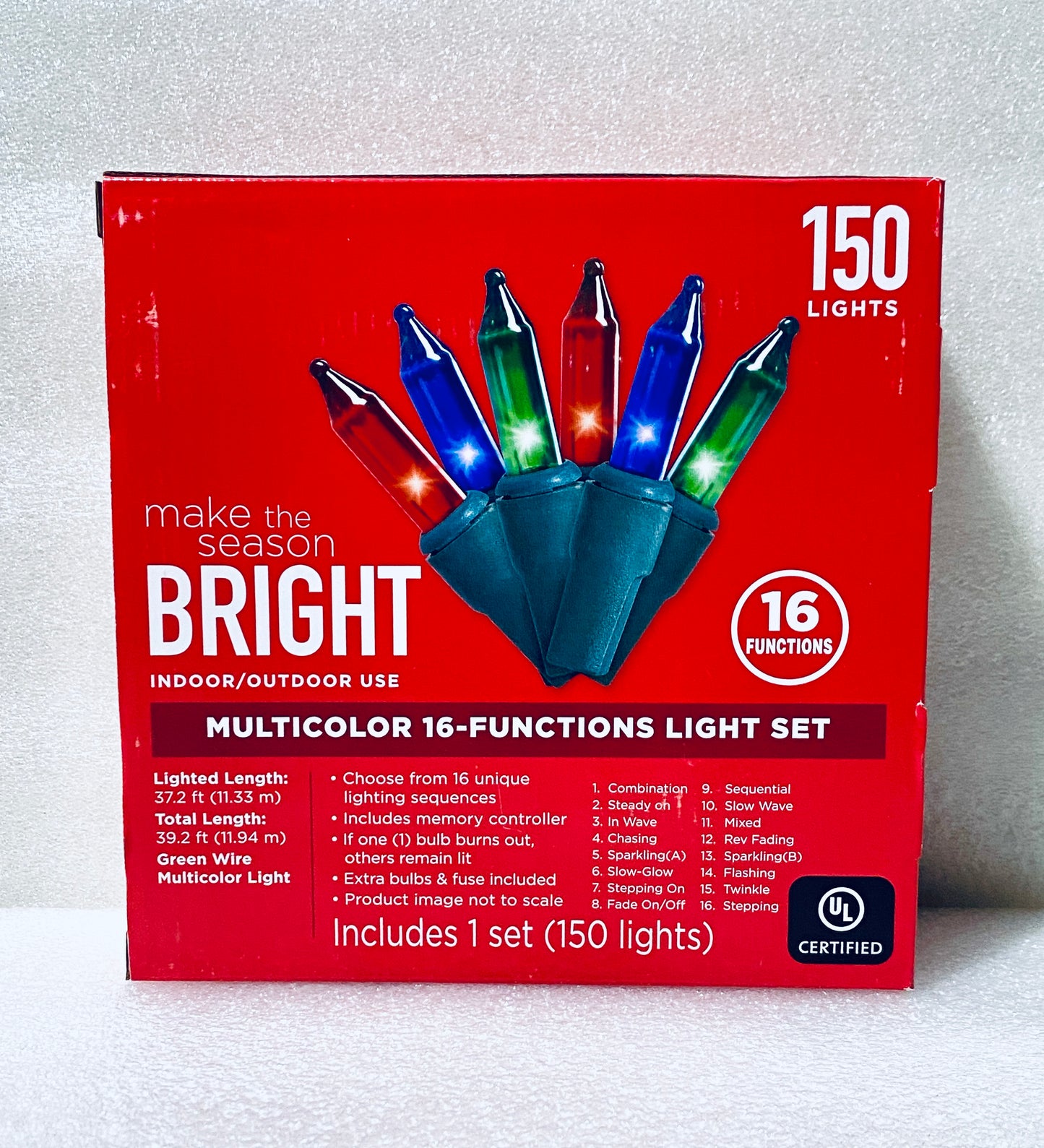 new Make The Season BRIGHT Indoor/Outdoor 150 Count Multicolored 16 Function Christmas Lights