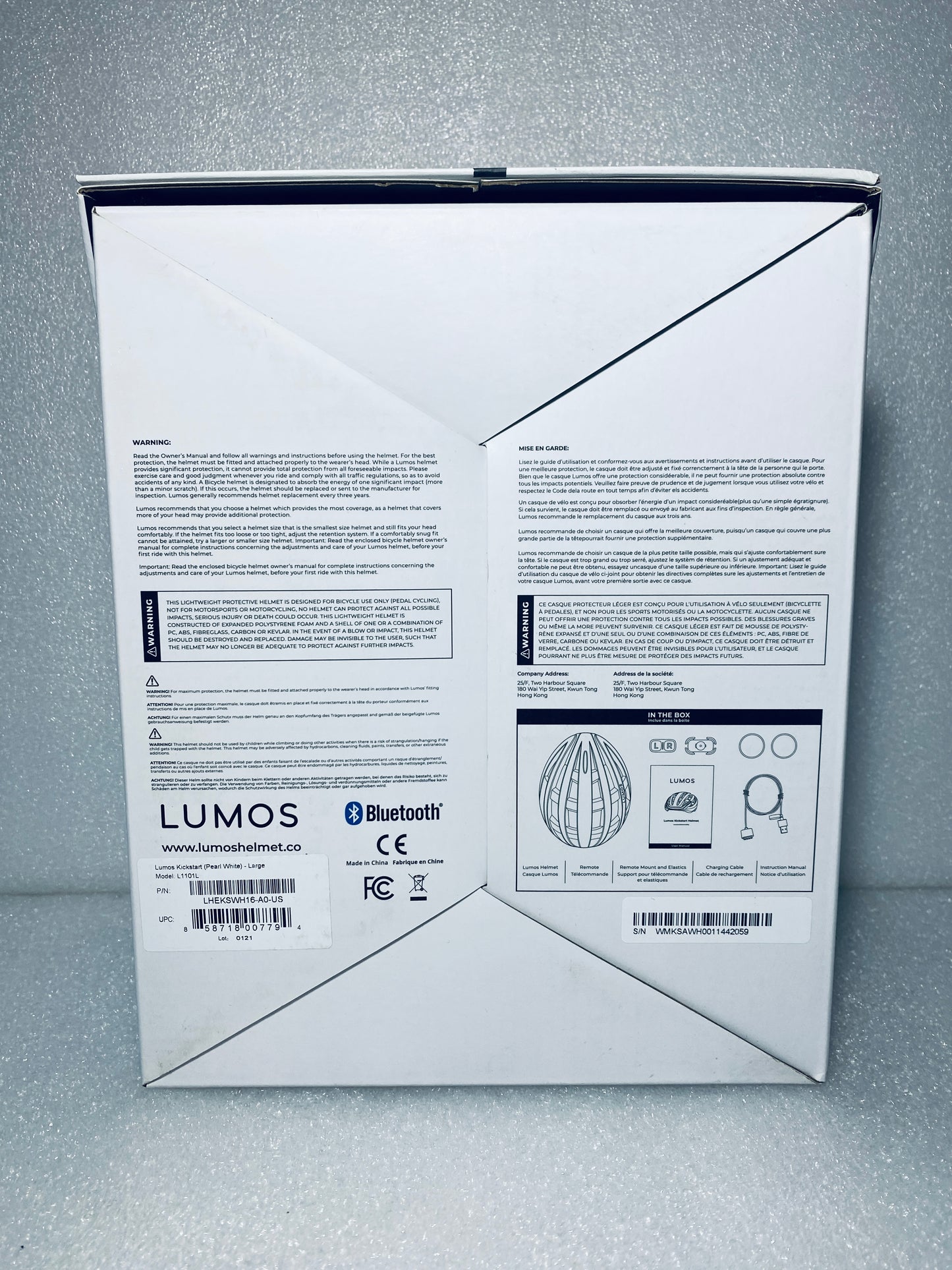 New Other Lumos Kickstart II Size Large Bluetooth Pearl White Smart Helmet With Remote, L1101L