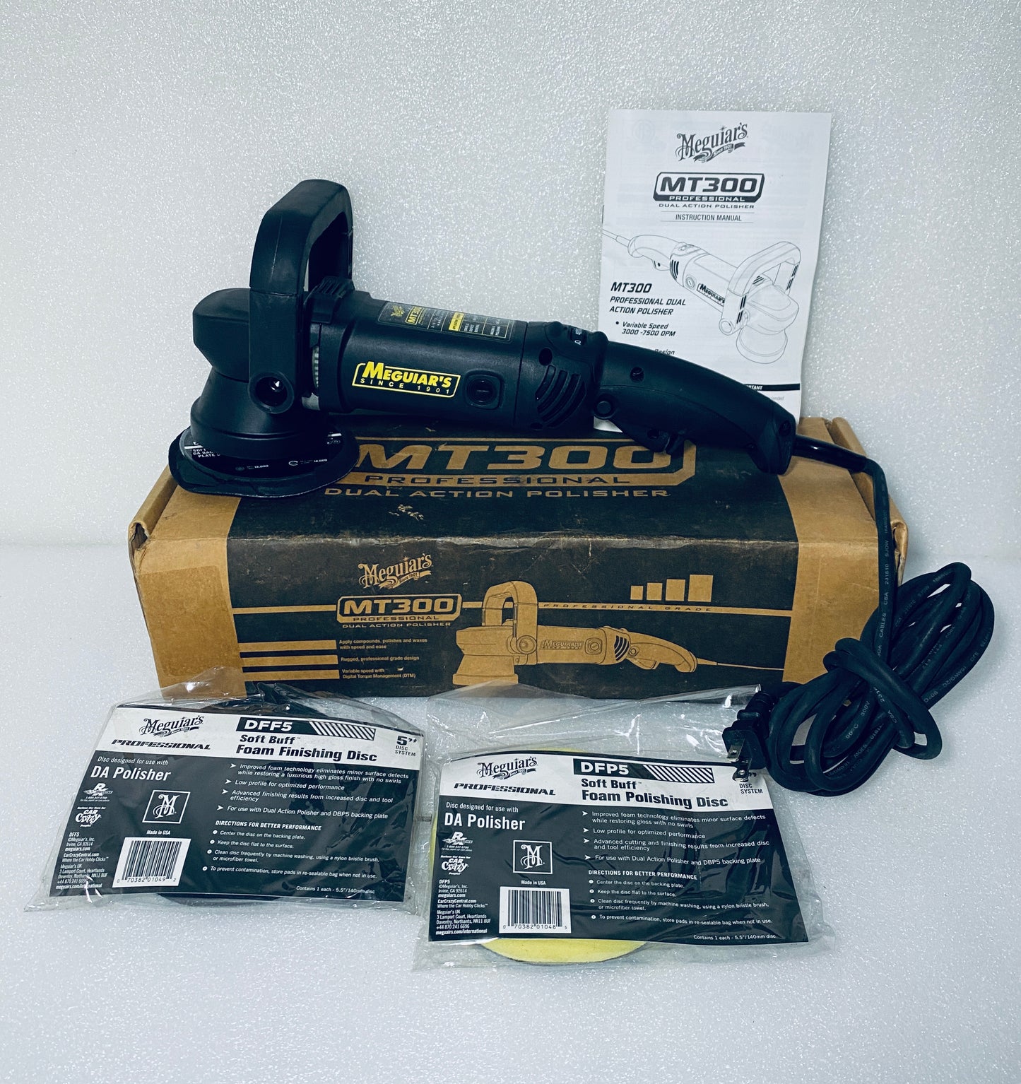 Meguiar's Professional Dual Action Black Polisher With Adjustable Speed Dail, MT300