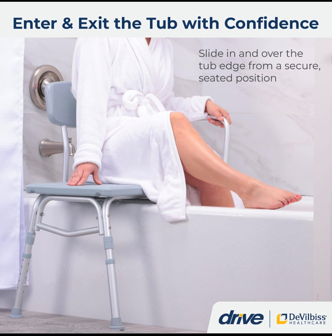 New Other Drive Medical Height Adjustable Shower Seat Tub Transfer Bench with Backrest For Bathtub, 12011KD-1