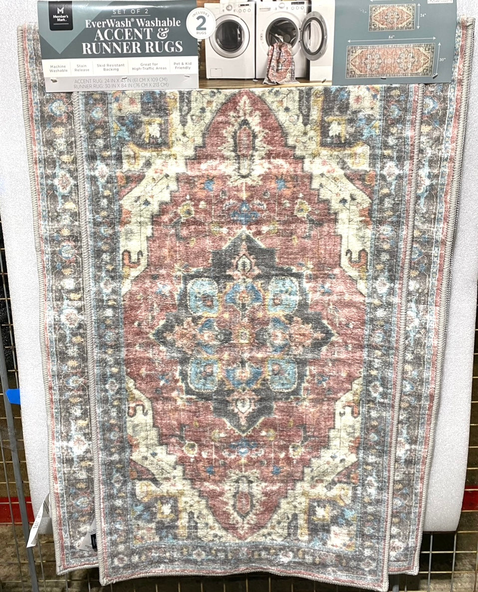 new Other Members Mark Set of 2, Everwash Washable Accent & Runner Rugs