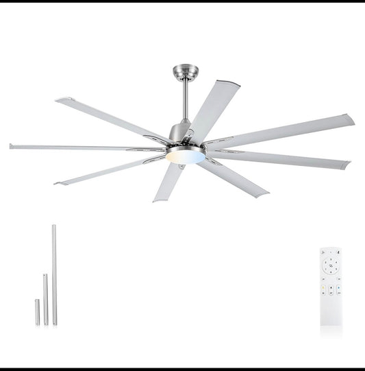 New Other Minislak 72” lndustrial Brushed Nickel Celing Fan with Light and Remote Control, AL72” BN-LK