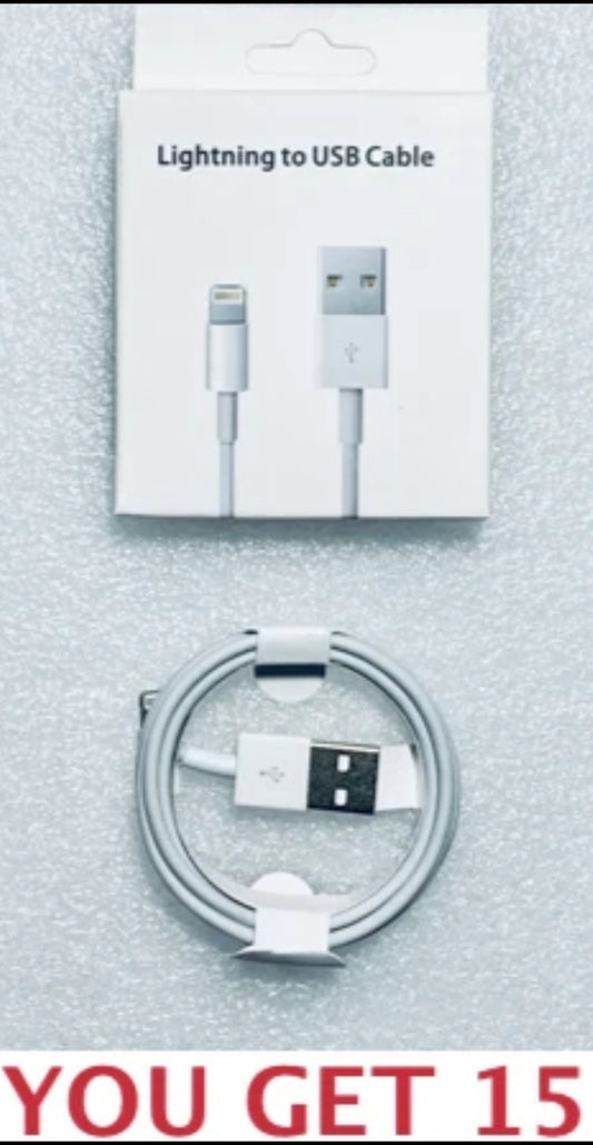 Lot Of 15 New 3ft. White Universal Charge Cables For Apple iPhones/Tablets