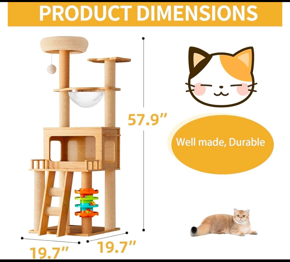 New Other Oceskyha Modern 54” Indoor Cat Tree Tower/Condo with Hammock & Scratching Post