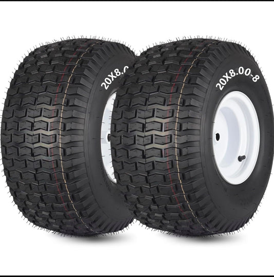 lot Of 2 New Other GiCool 20x8.00-8 4 Ply Tubeless Riding Lawn Mower/Tractor Tires & Wheels, Black