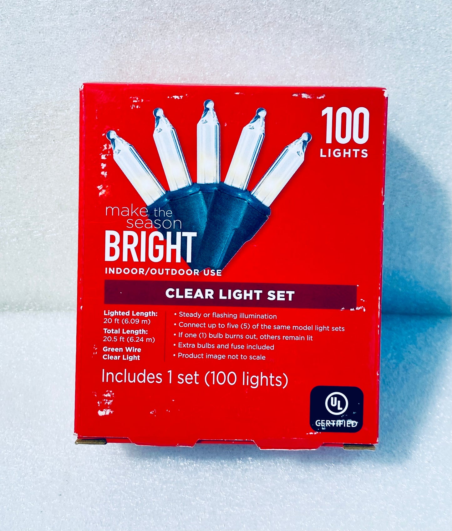 NEW MAKE THE SEASON BRIGHT INDOOR/OUTDOOR 100CT CLEAR LIGHT SET