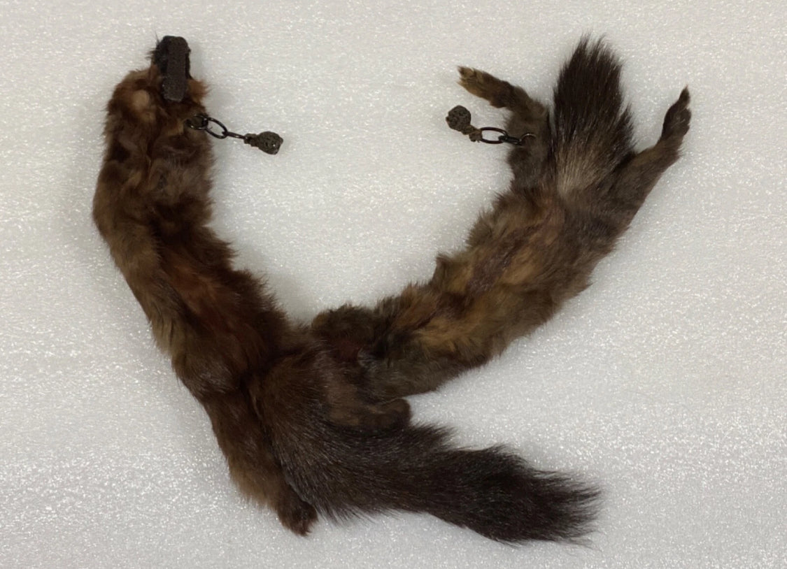 genuine Mink Fur Hand Warmer Approx. 10" With Wrist Strap & Collar Neck Scarf Approx. 21", Brown
