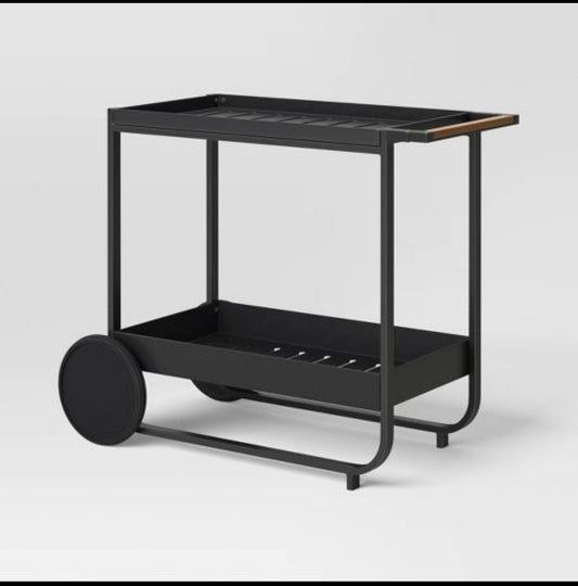 new Other Threshold Henning Patio Bar Cart, Black