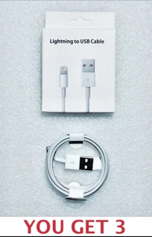 Lot Of 3 New 3ft. White Universal Charge Cables For Apple iPhones/Tablets