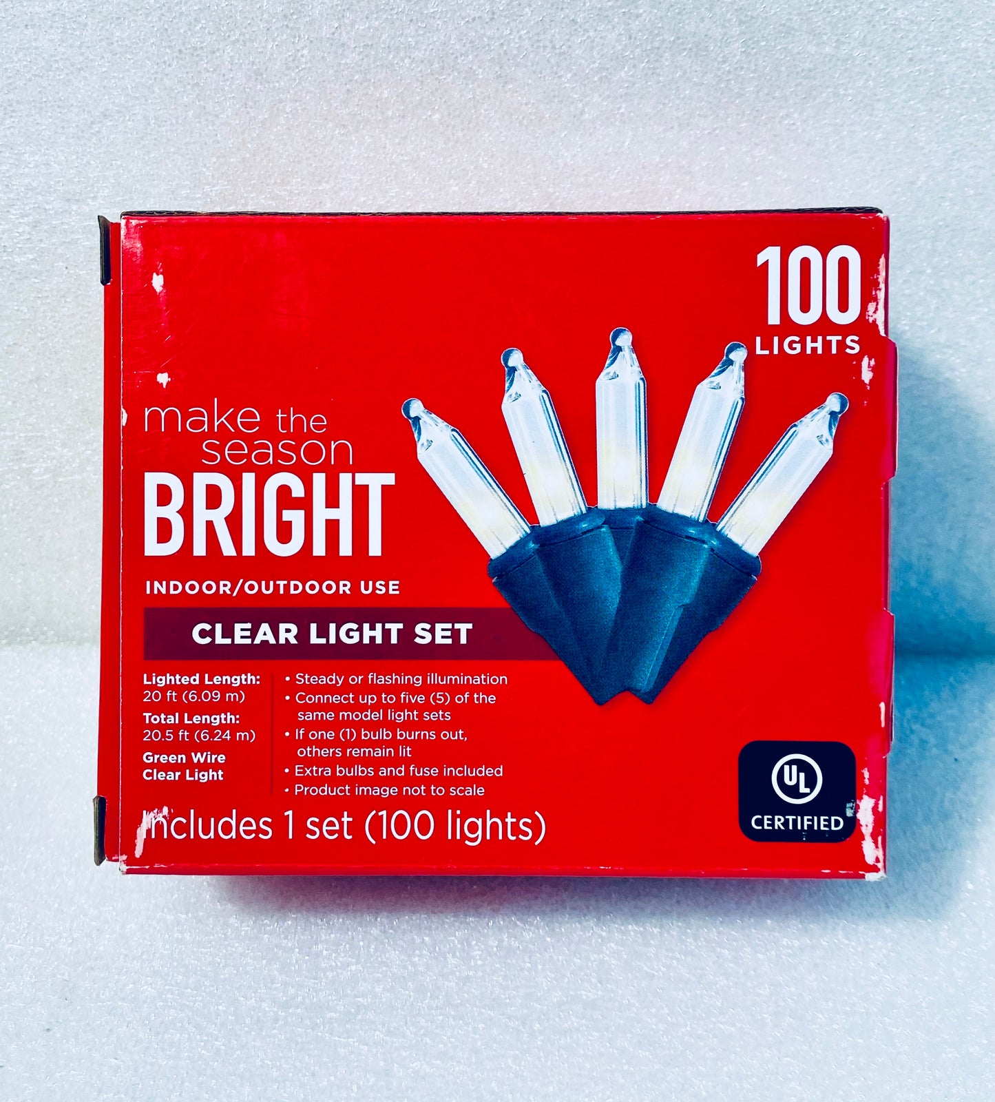 NEW MAKE THE SEASON BRIGHT INDOOR/OUTDOOR 100CT CLEAR LIGHT SET