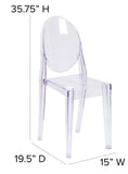 lot of 2 - New Other Flash Furniture 36” Ghost Side Chairs In Transparent Crystal