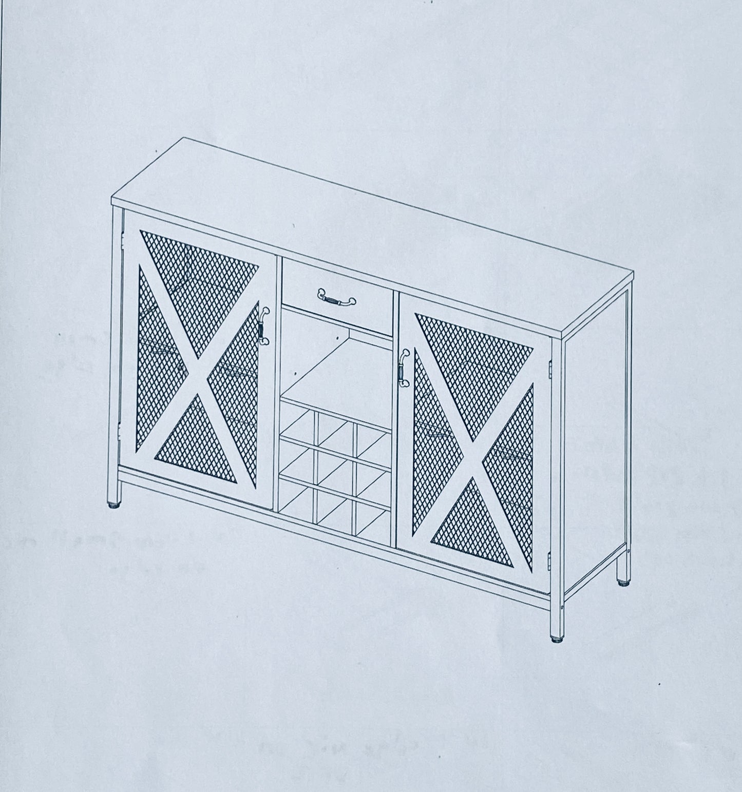 new Other GentProd ZS-L001 Bar Cabinet with Farmhouse Metal Doors, Storage & Wine Glass Holders