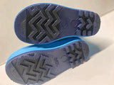 Lot #353 - NEW SUN SQUAD RAIN BOOTS SIZE S(5/6) BLUE, GREEN & WHITE STRIPES (MSRP $13)