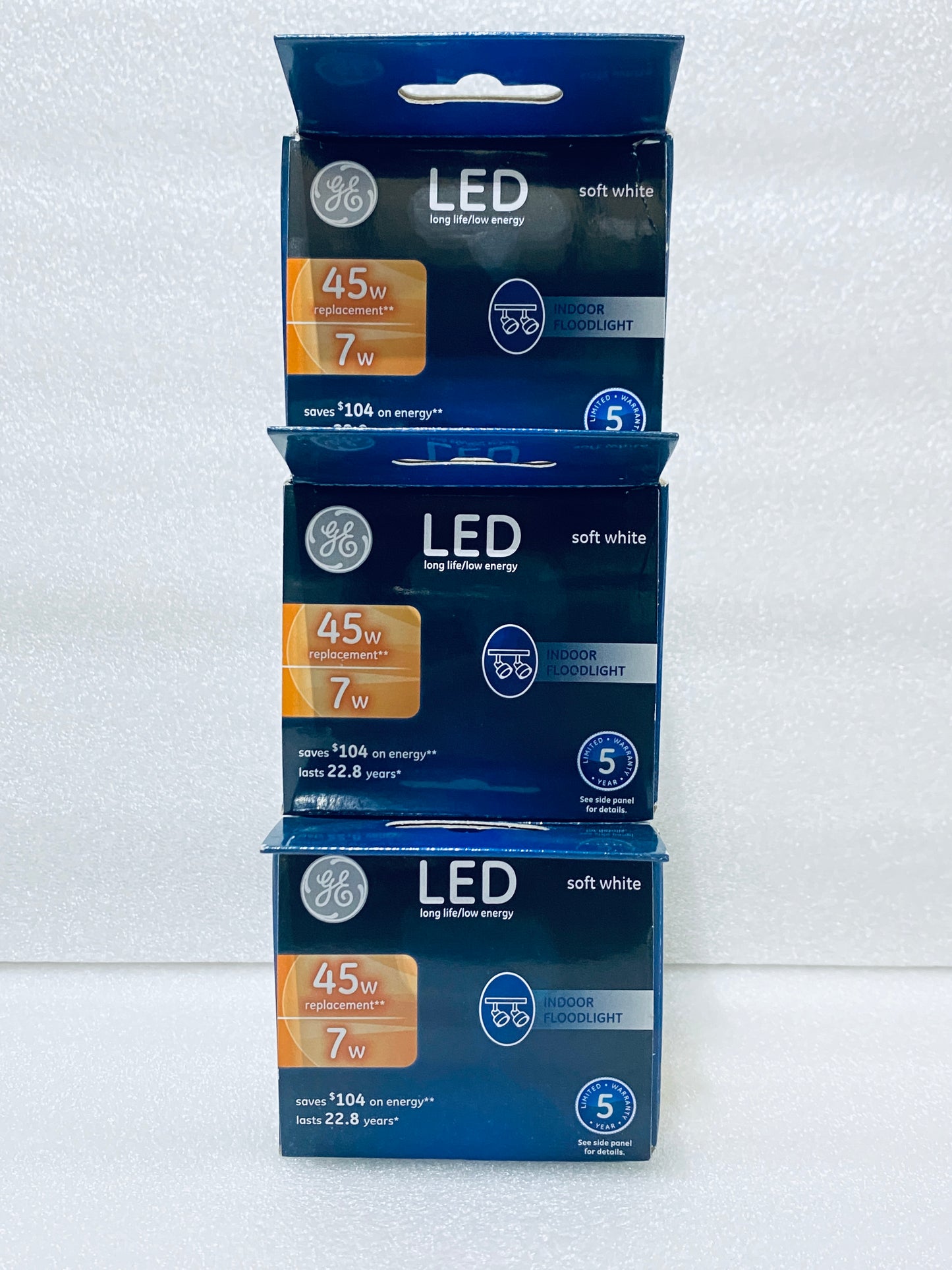 Lot of 3 New - GE LED 7W Soft White Indoor Floodlight Dimmable Bulb LED R20