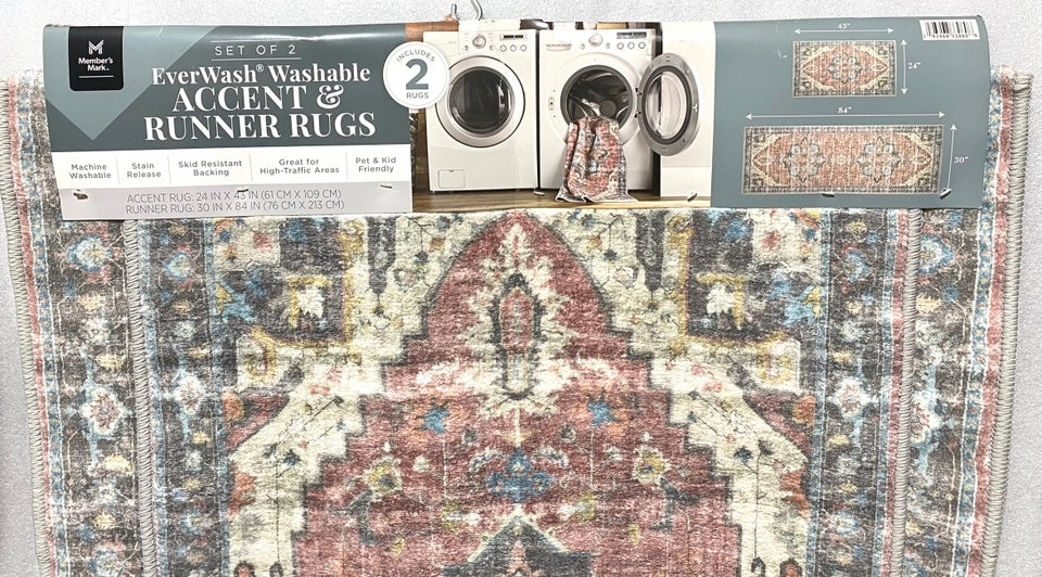 new Other Members Mark Set of 2, Everwash Washable Accent & Runner Rugs