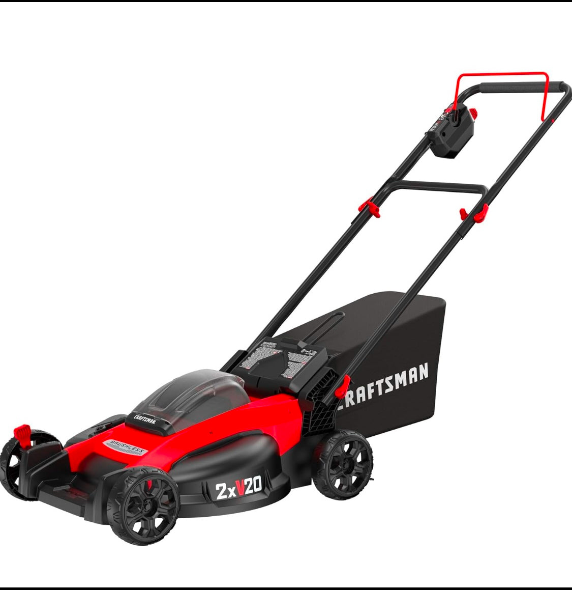 New CRAFTSMAN 2xV20 20” Lawn Mower With Grass Bag, 2 Batteries & 2 Charger, CMCMW220P2