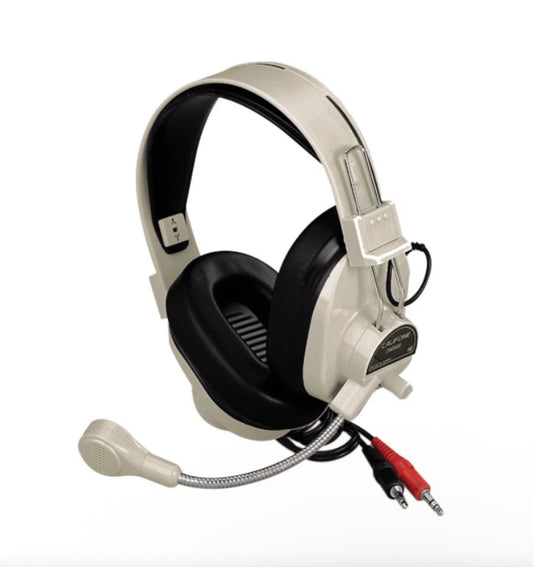 new Califone 3066AV 3.5mm Wired Over-The-Head Multimedia Stereo Headset With Boom Microphone, Beige