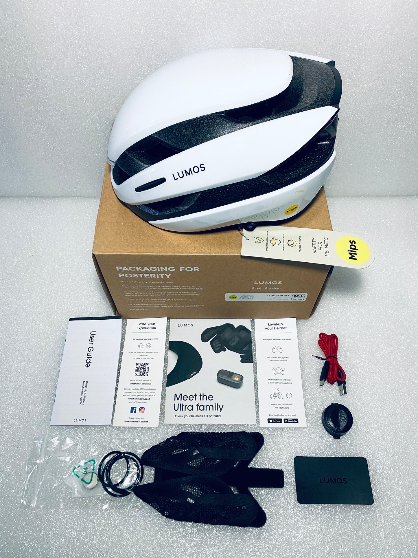 New Other Lumos Ultra Size M/L Bluetooth Jet White Smart Helmet With Mips & Remote, LHEUT5-M0-WH-RT