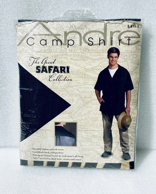 new Andre The Great Safari Collection Mens 48" Chest Measurement Cool Mesh Black
