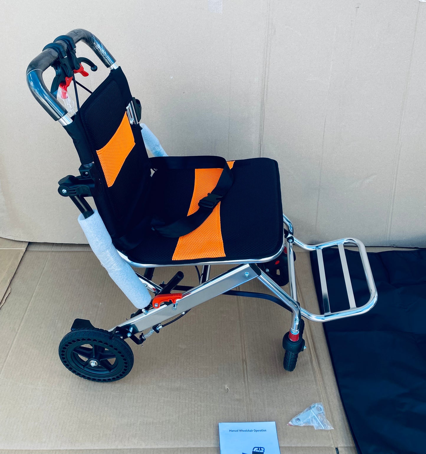 New Other Jinkee Ultra-Lightweight 19lb. Foldable/Portable Aluminum Travel Wheelchair With Carrying Bag, Supports 220lbs. & 8” Wheels