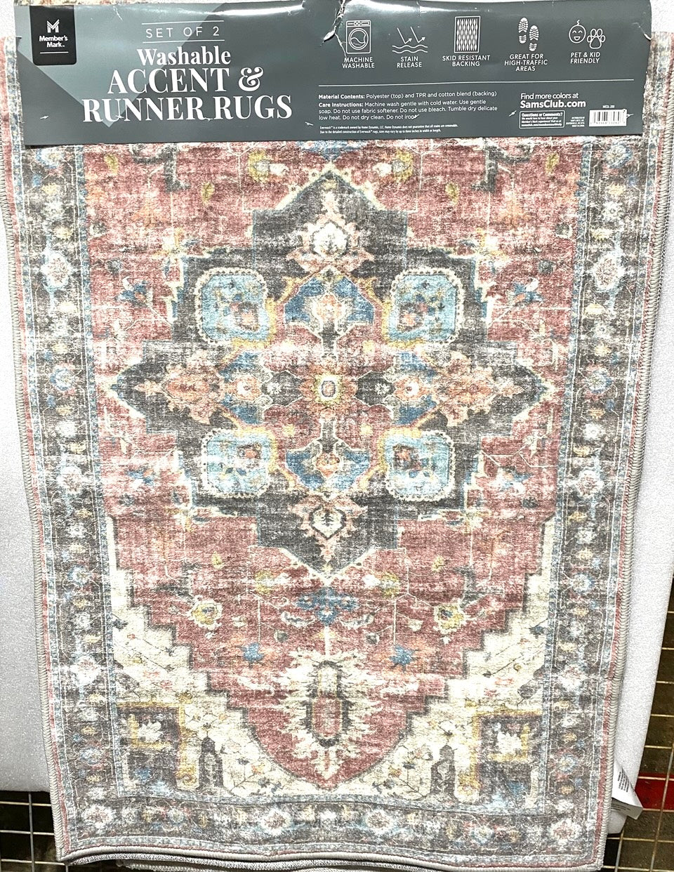 new Other Members Mark Set of 2, Everwash Washable Accent & Runner Rugs