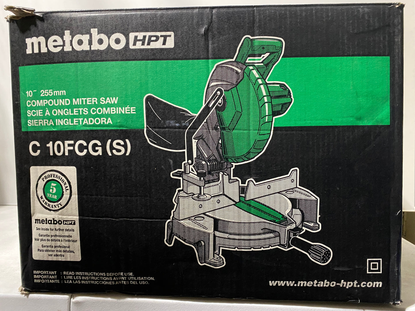 Metabo HPT 10-in 15-Amp Single Bevel Compound Corded Miter Saw - C 10FCG(S)