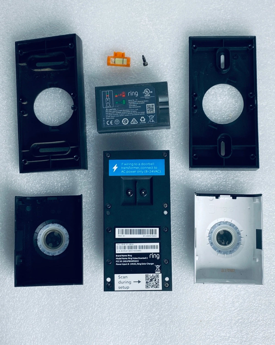 Ring Video Doorbell Second Generation Door Security Camera With Bronze/Silver Faceplates & Battery