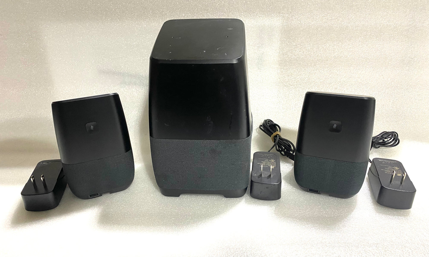 Lot Of 3 - Insignia Voice, Voice-Activated Speakers with Google Assistant Built-In, NS-CSPGASP & NS-CSPGASP2