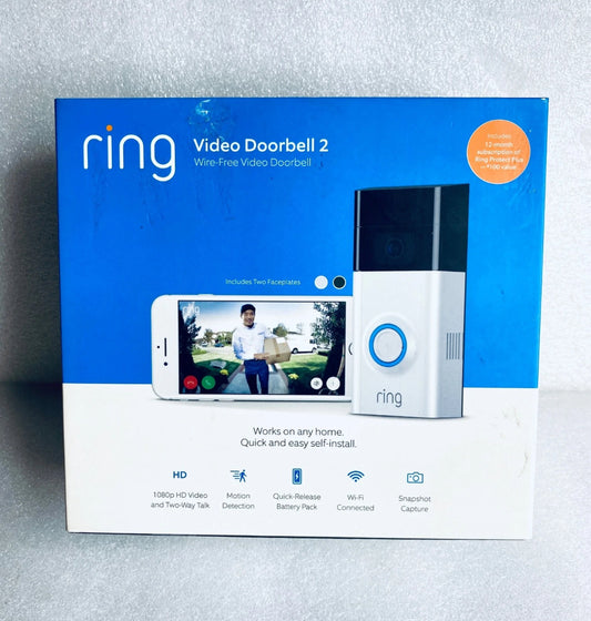 Ring Video Doorbell 2nd Generation With Night Vision, Motion Detect, Two Way Audio & Rechargeable Battery