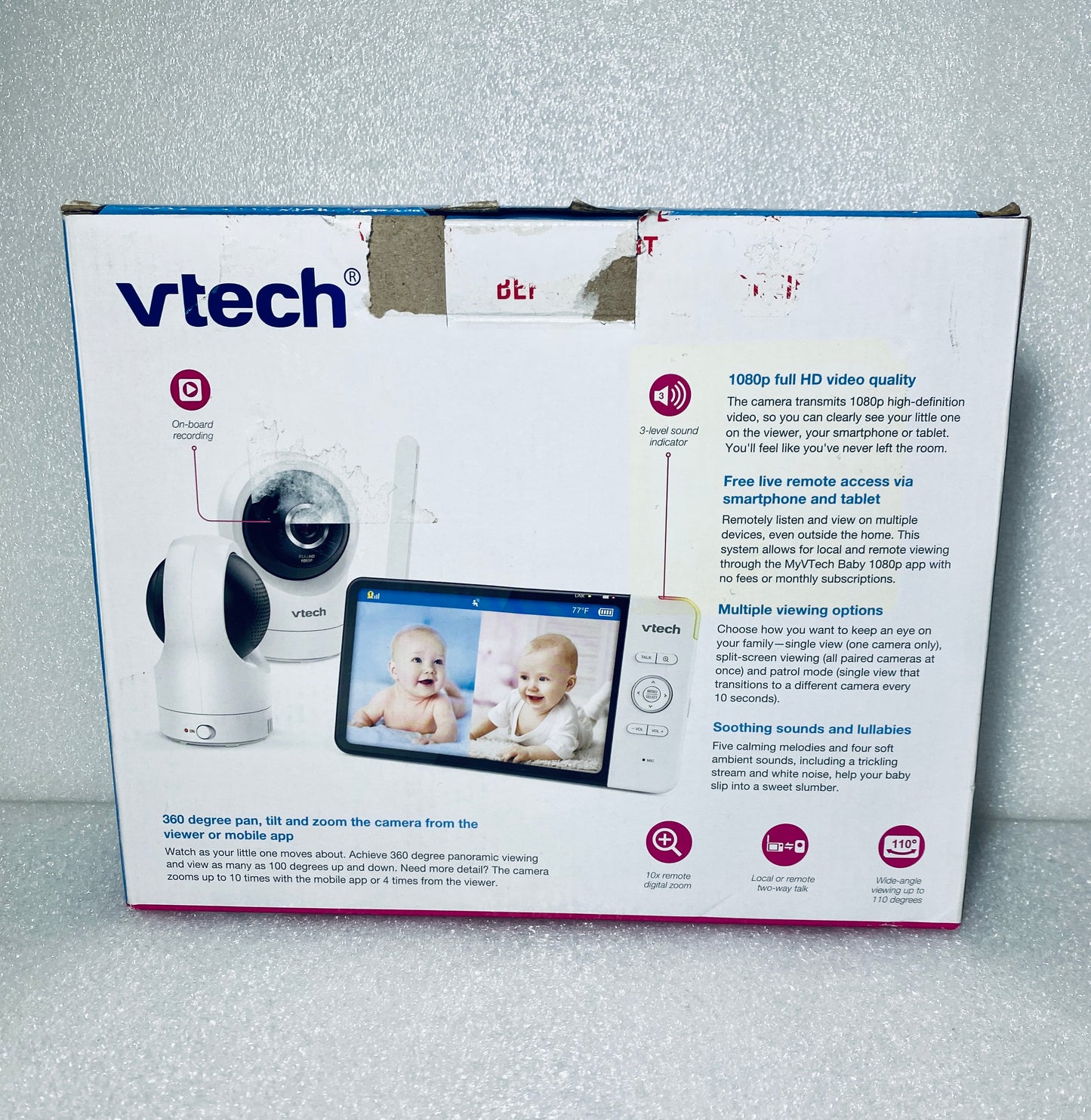 VTech RM7764HD 2 Cameras With 7” Smart Wifi 1080p Pan & Tilt Monitor Grade C