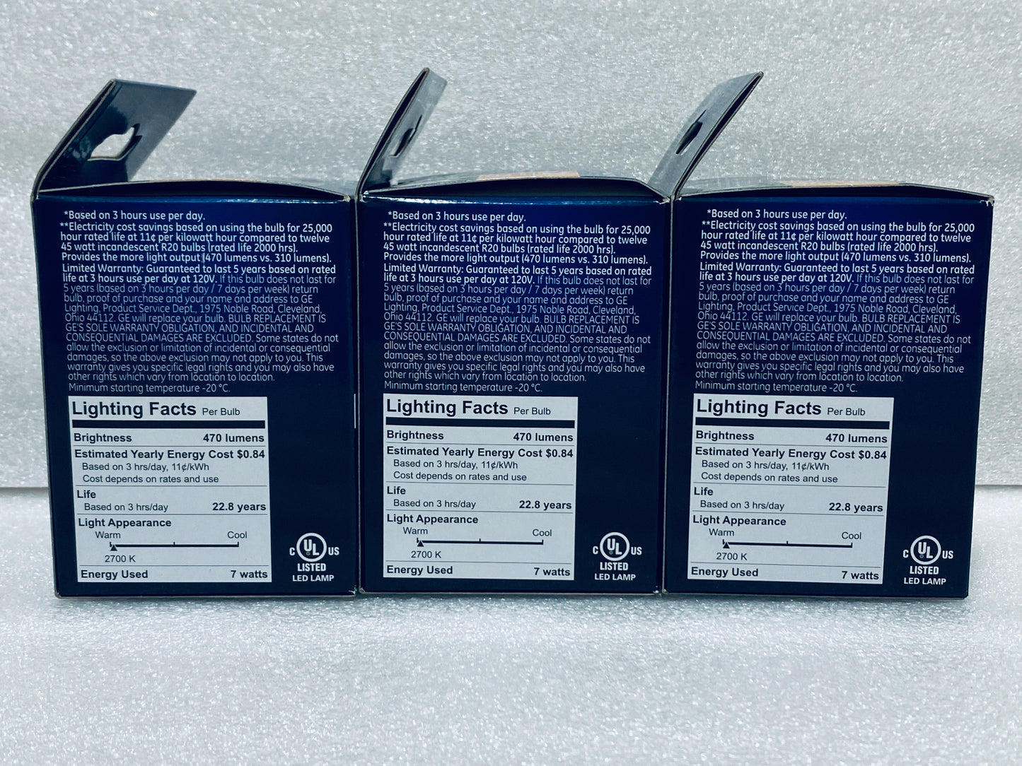 Lot of 3 New - GE LED 7W Soft White Indoor Floodlight Dimmable Bulb LED R20