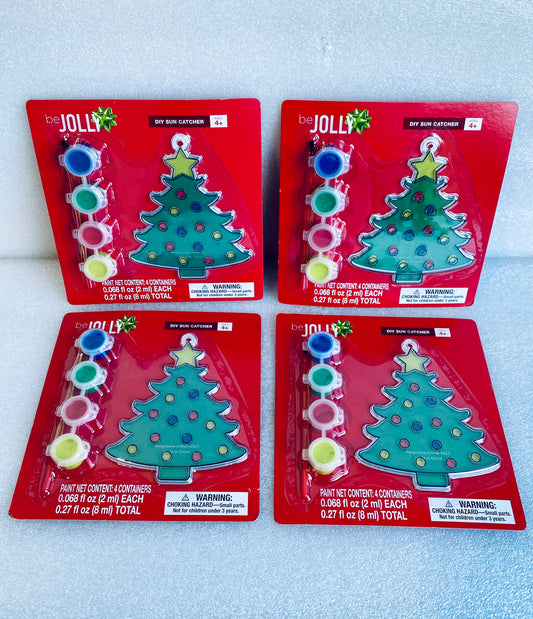 LOT OF 4 NEW - BE JOLLY DIY SUN CATCHER FOR AGES 4+ PAINT A CHRISTMAS TREE