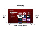 New Open Box TCL 65" 65S455 Class 4-Series 4K UHD HDR Smart Roku TV, Black