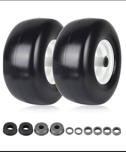 lot Of 2 New Other AR-PRO 13x6.50-6 Flat Free Solid Rubber Universal Riding Lawn Mower Tires With Rims