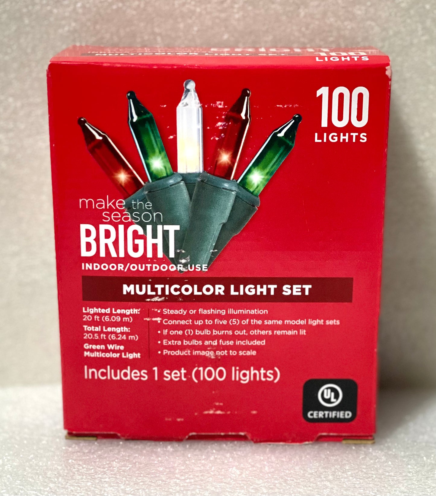 NEW MAKE THE SEASON BRIGHT INDOOR/OUTDOOR 100CT MULTICOLOR LIGHT SET