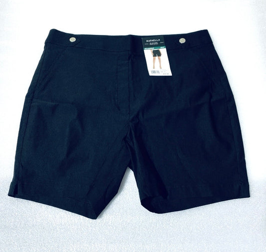new With Tags Rafaella Women's Black Stretch Pull On Short, Size 18 Comfort